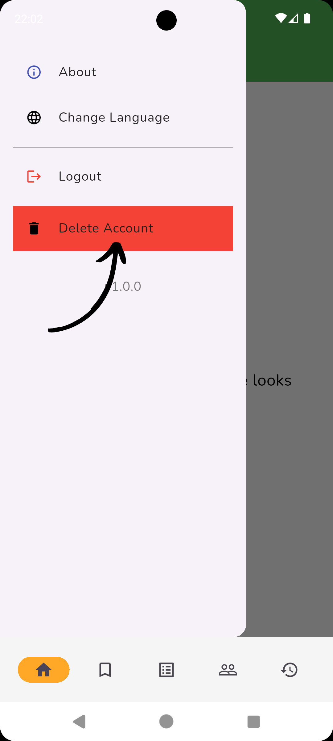 Delete Account Button